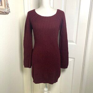 Urban Outfitters Silence & Noise Burgundy Knit Sweater Dress Back Opening Size M